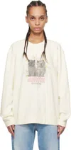 Ganni Off-white Isoli Kittens Drop Shoulder Sweatshirt In 135 Egret