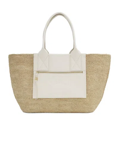 Ganni Off-white Medium Easy Shopper In Neutral