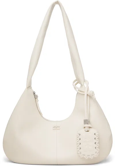 Ganni Off-white Medium Hobo Bag In 135 Egret