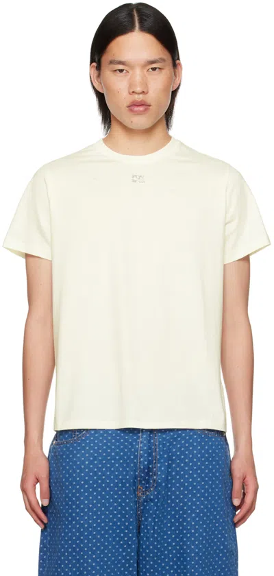 Ganni Off-white Rhinestone T-shirt In Egret