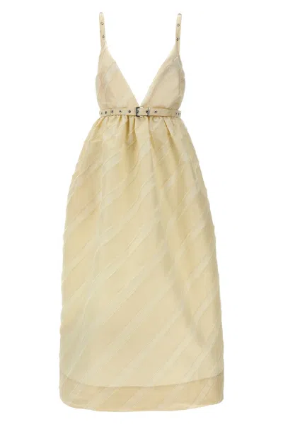 GANNI GANNI 'OFF-WHITE STRIPE STRAP' DRESS