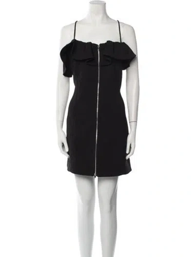 Pre-owned Ganni Off-the-shoulder Mini Dress In Black