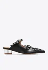 Ganni Oleatex 35 Lace-up Mules In Black