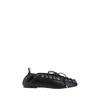 Ganni Black Lace-up Ballerinas With Metal Eyelets And Elasticized Ankle In Eco-leather Woman