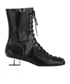 Ganni Black Oleatex Eyelets Lace-up Ankle Boots In Black
