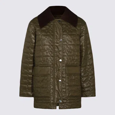Ganni Olive Green Down Jacket