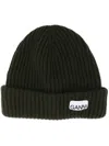 Ganni Oversize Ribbed Beanie In Olive