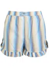 Ganni Ombre Striped Ruffled Shorts