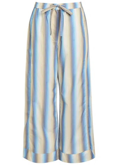 Ganni Ombre Stripe Cotton-poplin Trousers In Multi
