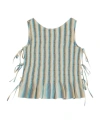 Ganni Ombre Striped Cotton Smock Tie Top In Blue