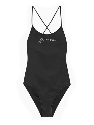 GANNI GANNI ONE PIECE SWIMSUIT WITH LOGO