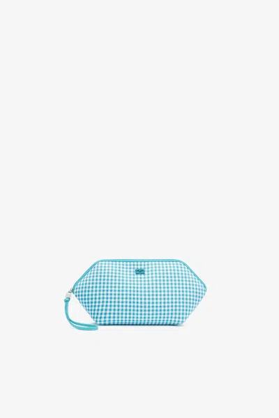 Ganni Bikini Gingham-check Clutch Bag In Blue