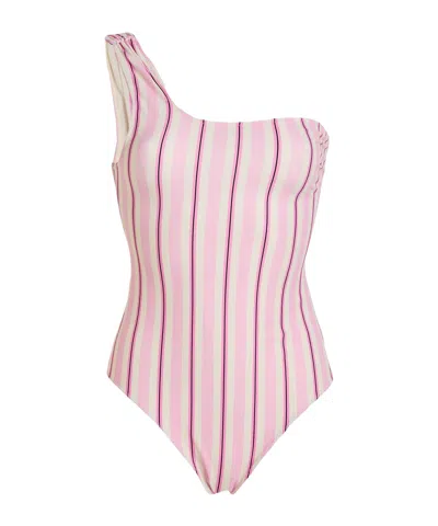 Ganni One-shoulder One-piece Swimsuit In Multi