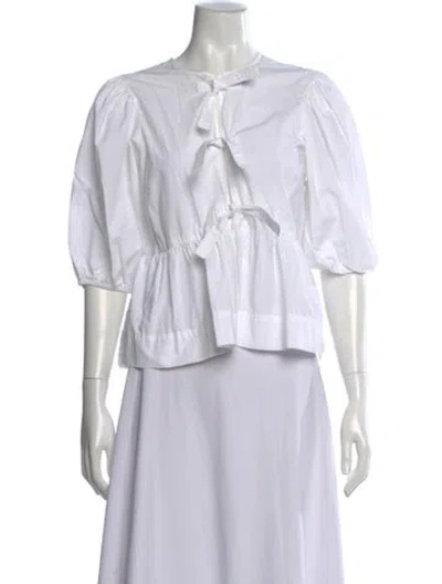 Pre-owned Ganni One-shoulder Short Sleeve Tunic In White