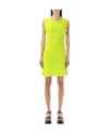 Ganni Velvet Crochet Open Back Mini Dress In Yellow
