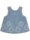 Ganni Open-back Denim Top In Blue