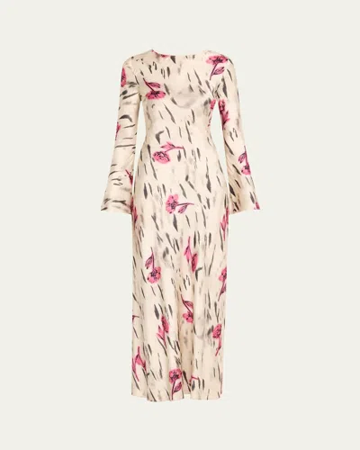 Ganni Printed Maxi Dress In Multi