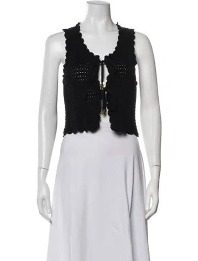 Pre-owned Ganni Open Front Sleeveless Top In Black