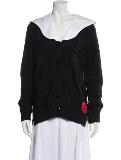 Pre-owned Ganni Open Front Sweater In Black