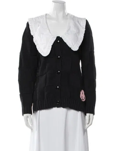 Pre-owned Ganni Open Front Sweater In Black