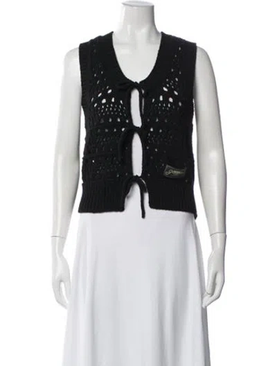 Pre-owned Ganni Open Front Sweater In Black