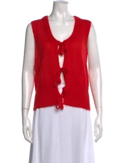 Pre-owned Ganni Open Front Sweater In Red