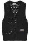 Ganni Open-knit Cardigan In Black