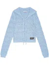 Ganni Blue Tie String Cardigan In Blue