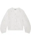 Ganni Open-knit Cardigan In White