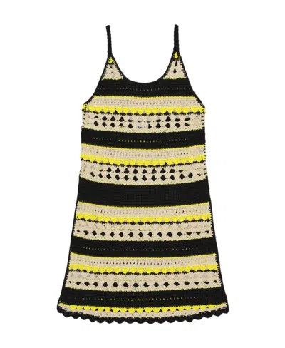 Ganni Cotton Dress In 373 Golden Kiwi