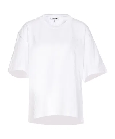 Ganni Open-necked Black Shirt In White