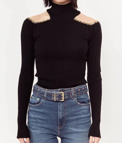 Ganni Open Shoulder Blouse In Black