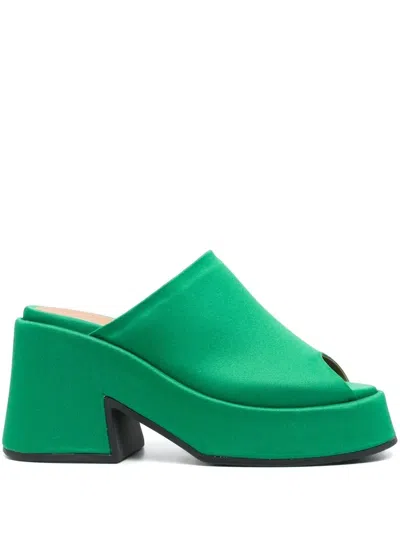 Ganni Open Toe Leather Sandals In Grün