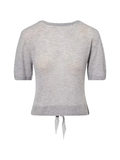 Ganni Open-back Tie-fastening Blouse In Gray