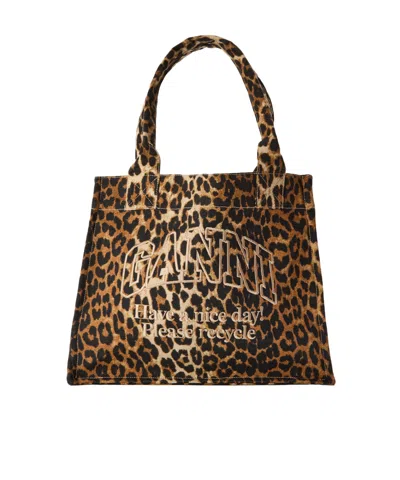 Ganni Open-top Handbag In Brown