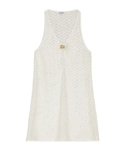 Ganni Openwork Beach Dress In White