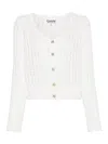 Ganni Open-knit Cardigan In White