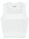 Ganni Textured Organic Cotton Blend Sweater Vest In Clear Blue