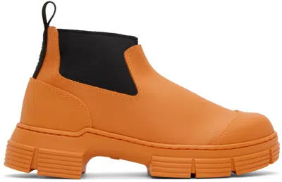 Ganni Recycled Rubber Crop Booties In Vibrant Orange