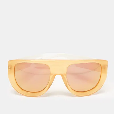 Ganni Orange/white Ines 2 Square Sunglasses In Yellow