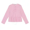Ganni Long Sleeve Pink Cotton Poplin Tie String Peplum Blouse In Purple
