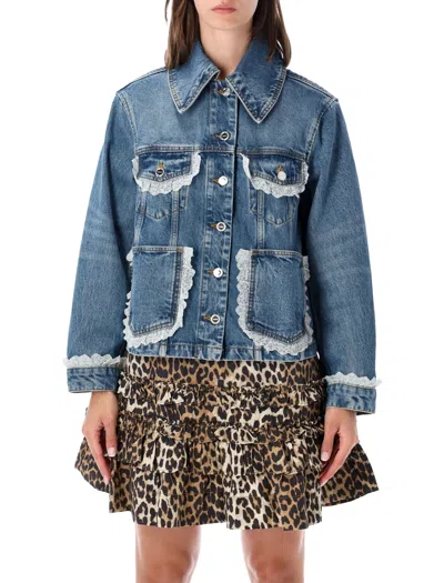 Ganni Organic & Recycled Cotton Coat In Blu