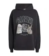 Ganni Hoodie With Logo Print In Black