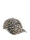 Ganni Leopard Print Logo Canvas Baseball Cap In Multi