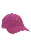 Ganni Organic Cotton Baseball Cap In Purple