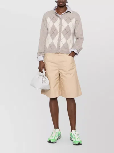 Ganni Organic Cotton Bermuda Shorts In Orange