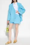 Ganni Embellished Oversized Organic Cotton Blazer In Blue