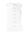 Ganni Peter Pan Collar Sleeveless Blouse In White