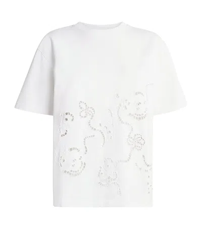 Ganni Organic Cotton Broderie Anglaise T-shirt In White
