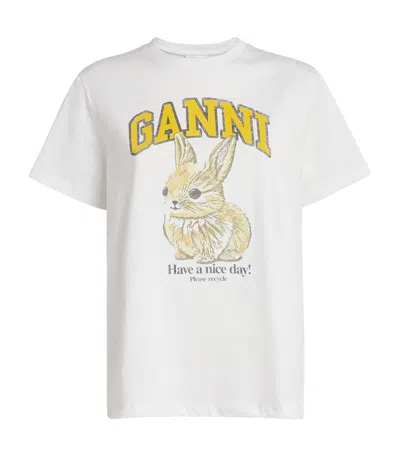 Ganni Organic Cotton Bunny T-shirt In White